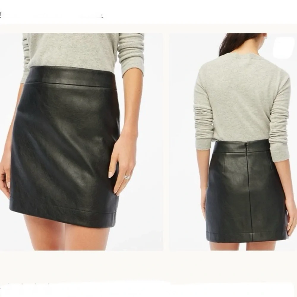 J. CREW 17” Black Faux Leather Mini Skirt
